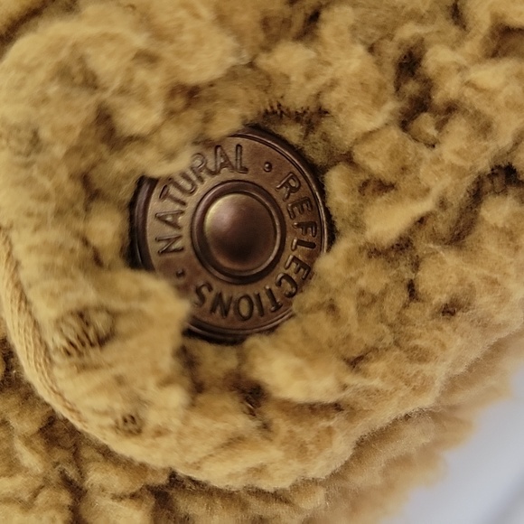 💗 NATURAL REFLECTIONS Sherpa Fleece Teddy Button Up Denim Style Jacket Camel M - Picture 6 of 7